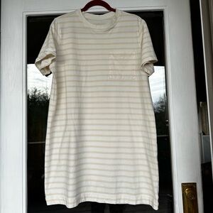 Everlane striped t shirt dress cream/beige L